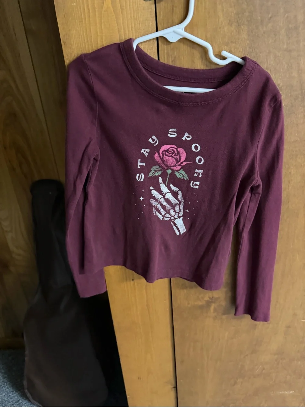 Girls GAP Long Sleeve Shirt Burgundy with Pink Rose